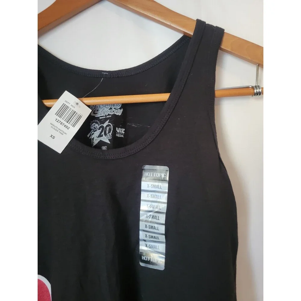 Hot Topic Naruto Shippuden Akatsuki Cloud Black Tank Top XS Anime‎ Cosplay